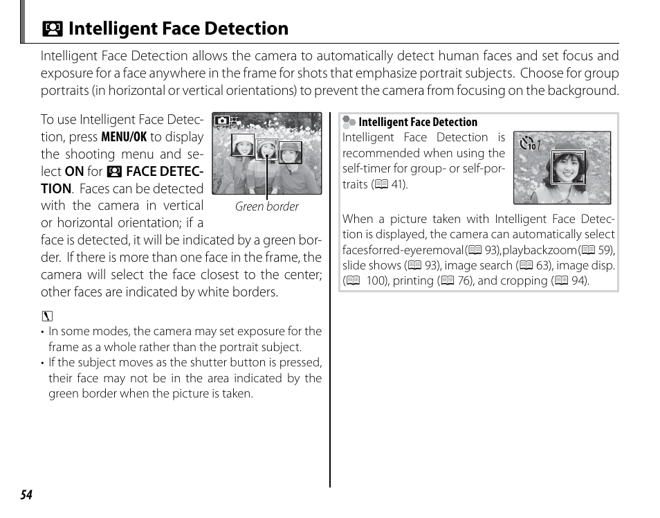 B intelligent face detection | FujiFilm FinePix HS30EXR User Manual | Page 68 / 146