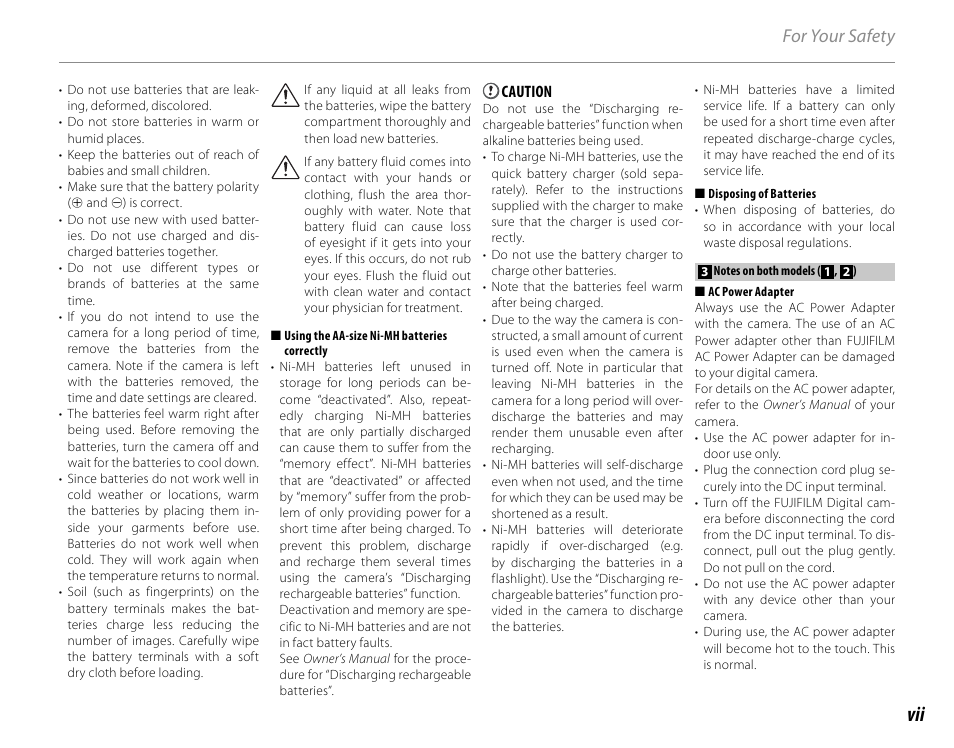 For your safety | FujiFilm FinePix HS30EXR User Manual | Page 7 / 146