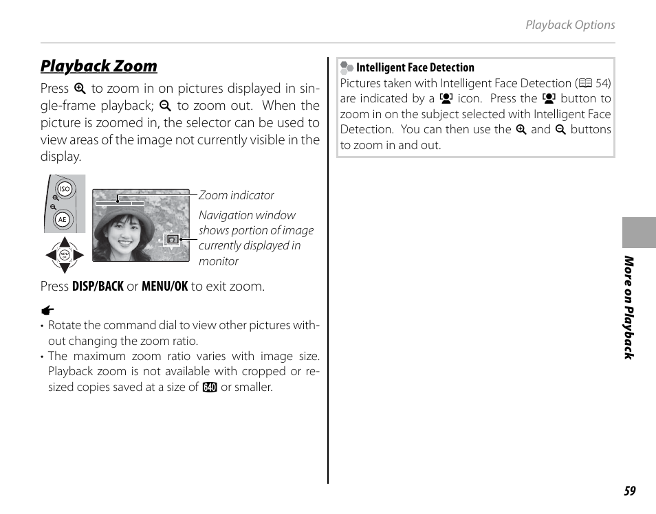 Playback zoom | FujiFilm FinePix HS30EXR User Manual | Page 73 / 146