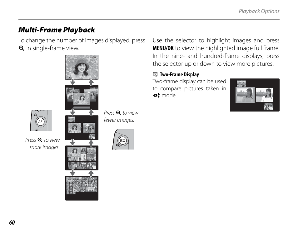 Multi-frame playback | FujiFilm FinePix HS30EXR User Manual | Page 74 / 146