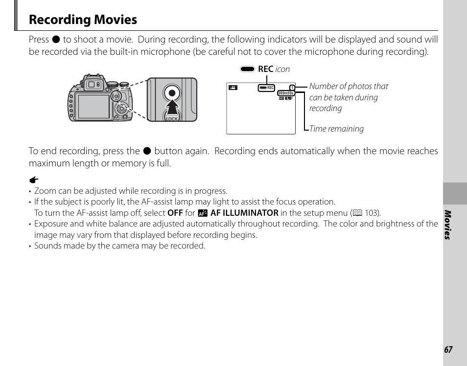 Recording movies | FujiFilm FinePix HS30EXR User Manual | Page 81 / 146