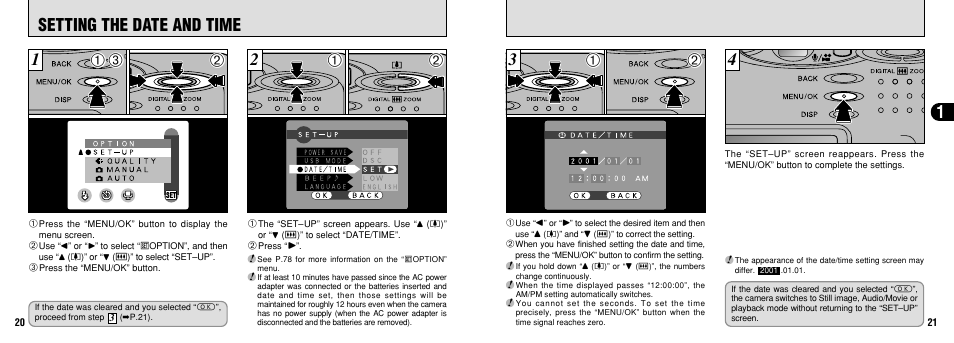 Setting the date and time | FujiFilm FinePix30i User Manual | Page 11 / 59