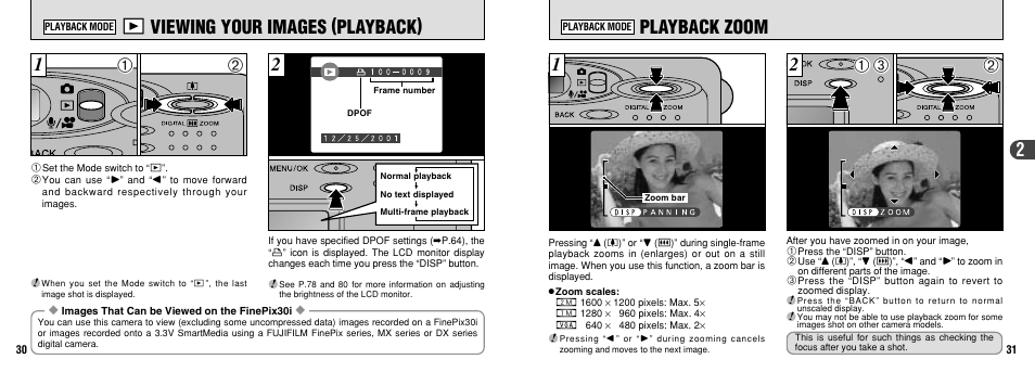 3 viewing your images (playback), Playback zoom | FujiFilm FinePix30i User Manual | Page 16 / 59