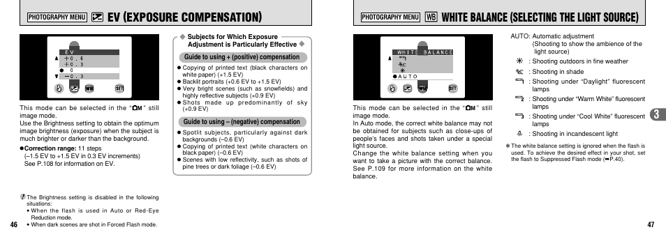 Ev (exposure compensation), S white balance (selecting the light source) | FujiFilm FinePix30i User Manual | Page 24 / 59