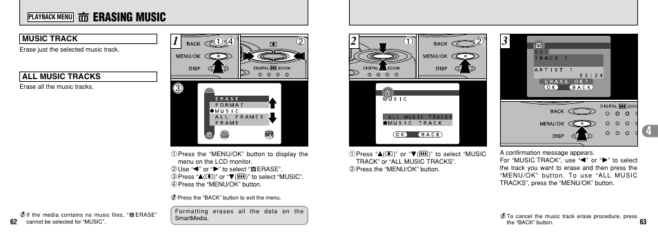 Erasing music | FujiFilm FinePix30i User Manual | Page 32 / 59