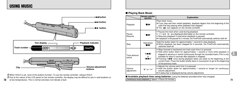 Using music | FujiFilm FinePix30i User Manual | Page 36 / 59