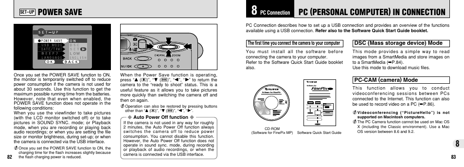 Power save, Pc (personal computer) in connection | FujiFilm FinePix30i User Manual | Page 42 / 59