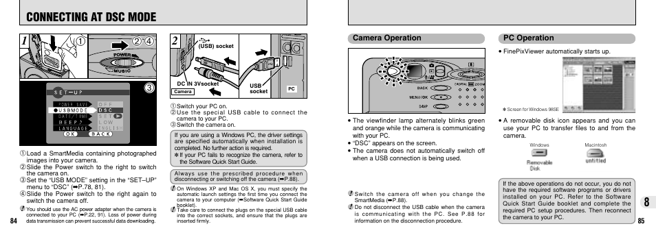 Connecting at dsc mode | FujiFilm FinePix30i User Manual | Page 43 / 59