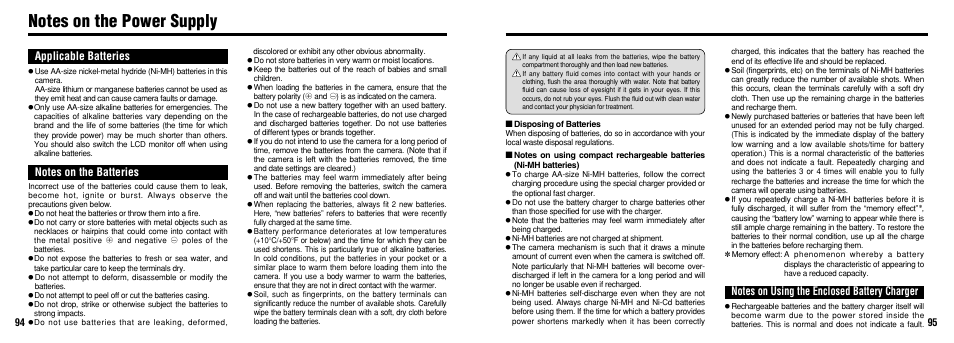 Applicable batteries | FujiFilm FinePix30i User Manual | Page 48 / 59