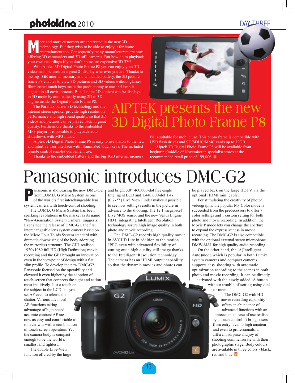 Panasonic introduces dmc-g2, Aiptek presents the new 3d digital photo frame p8, Day three | FujiFilm FinePix Real 3D W3 User Manual | Page 17 / 28