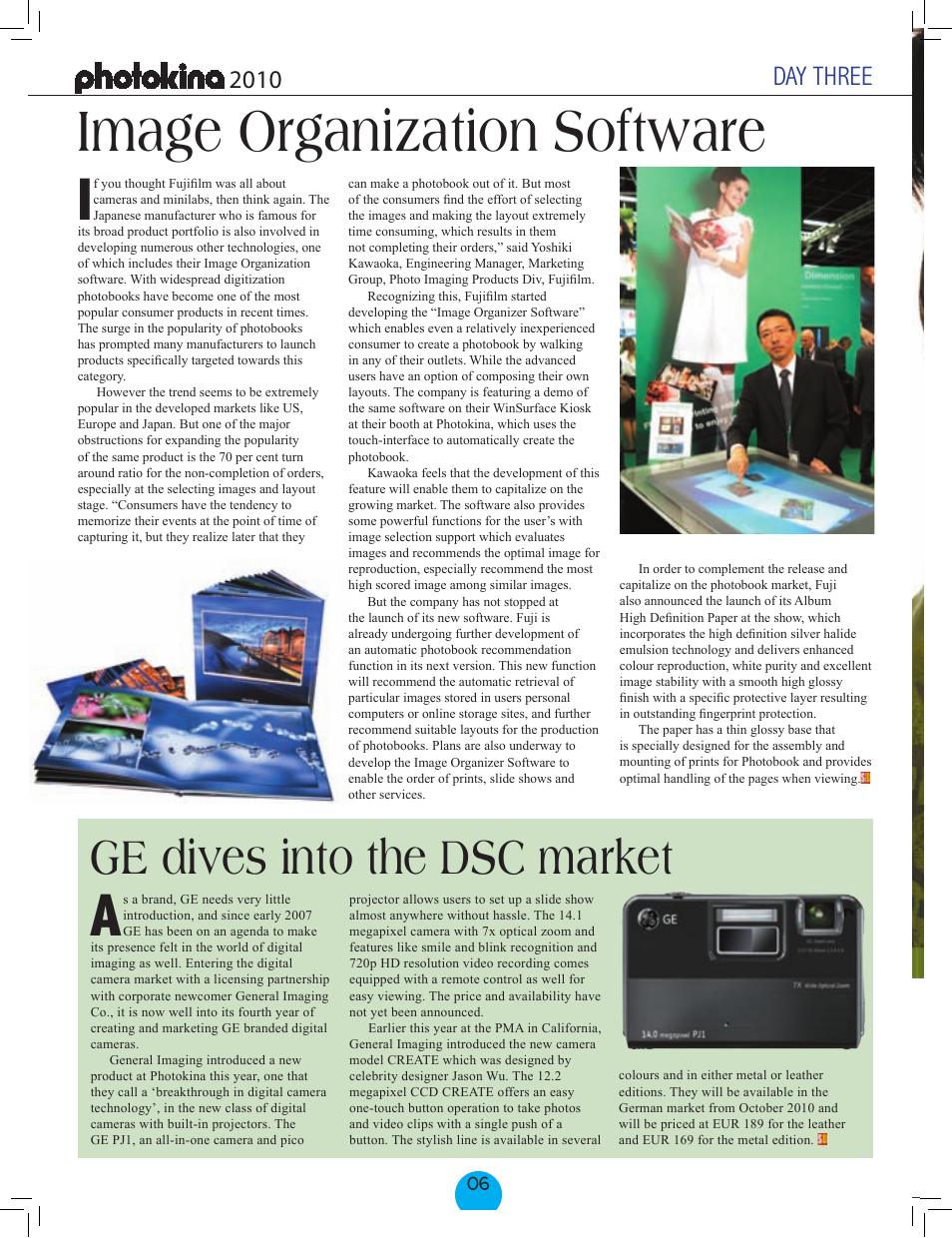 Image organization software, Ge dives into the dsc market, Day three | FujiFilm FinePix Real 3D W3 User Manual | Page 8 / 28