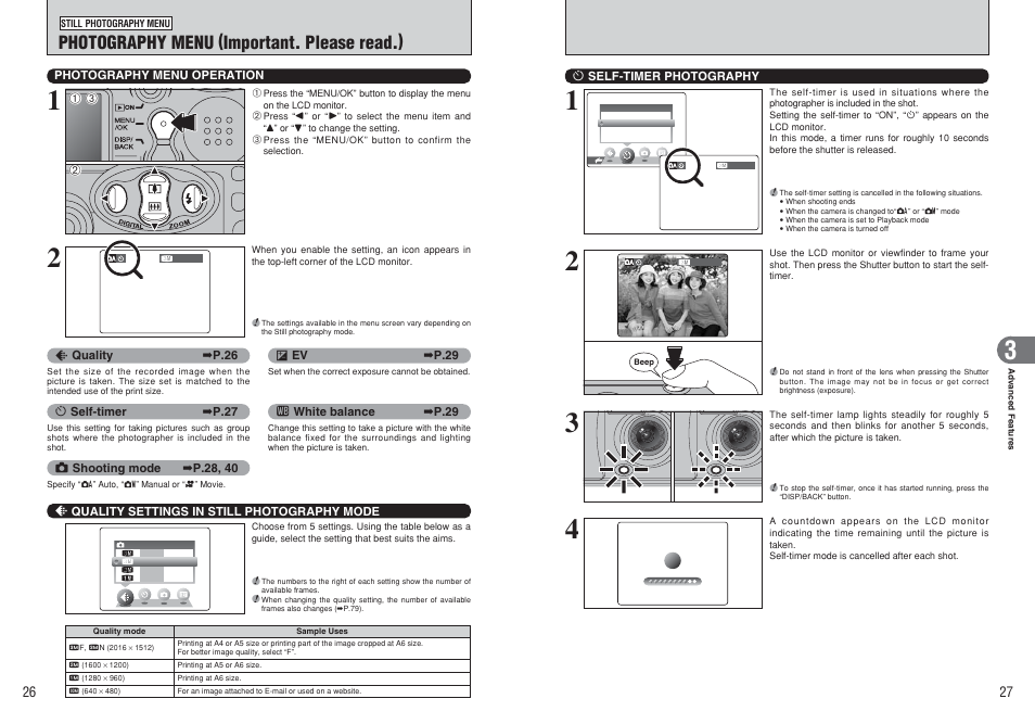 Photography menu (important. please read.) | FujiFilm FinePix A120 User Manual | Page 14 / 43