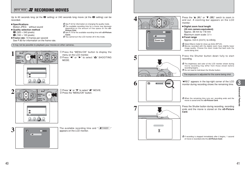 R recording movies | FujiFilm FinePix A120 User Manual | Page 21 / 43