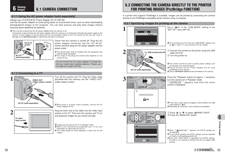 1 camera connection | FujiFilm FinePix A120 User Manual | Page 30 / 43