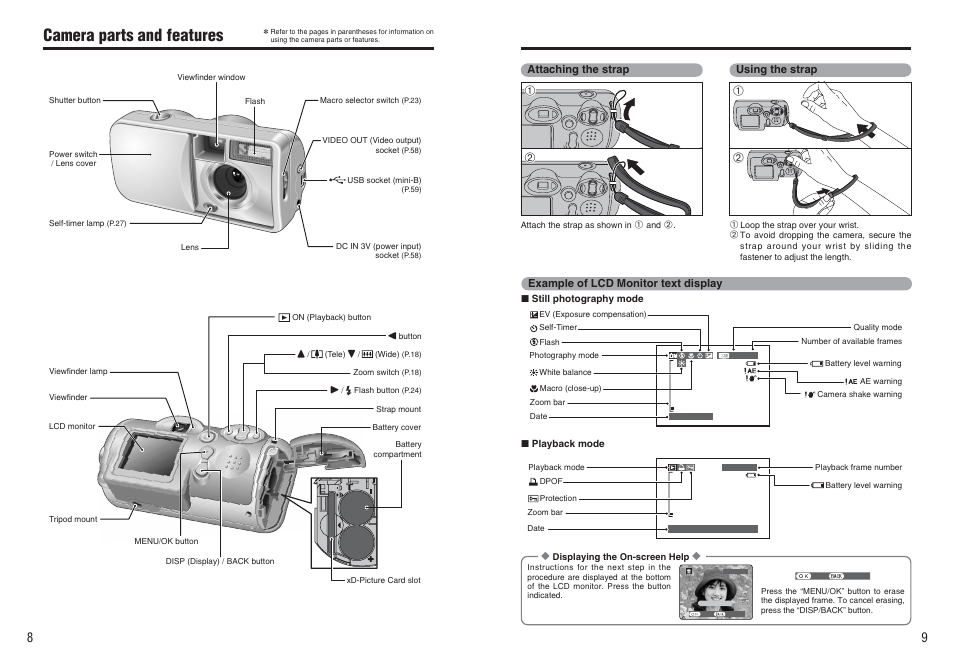 Camera parts and features | FujiFilm FinePix A120 User Manual | Page 5 / 43