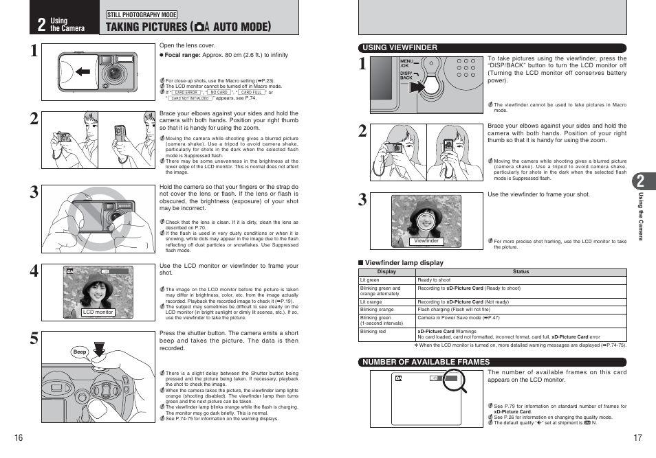 Taking pictures ( a auto mode) | FujiFilm FinePix A120 User Manual | Page 9 / 43