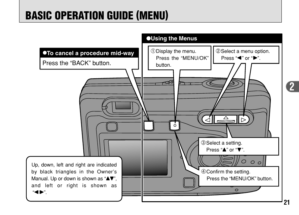2basic operation guide (menu) | FujiFilm FinePix A303 User Manual | Page 21 / 132