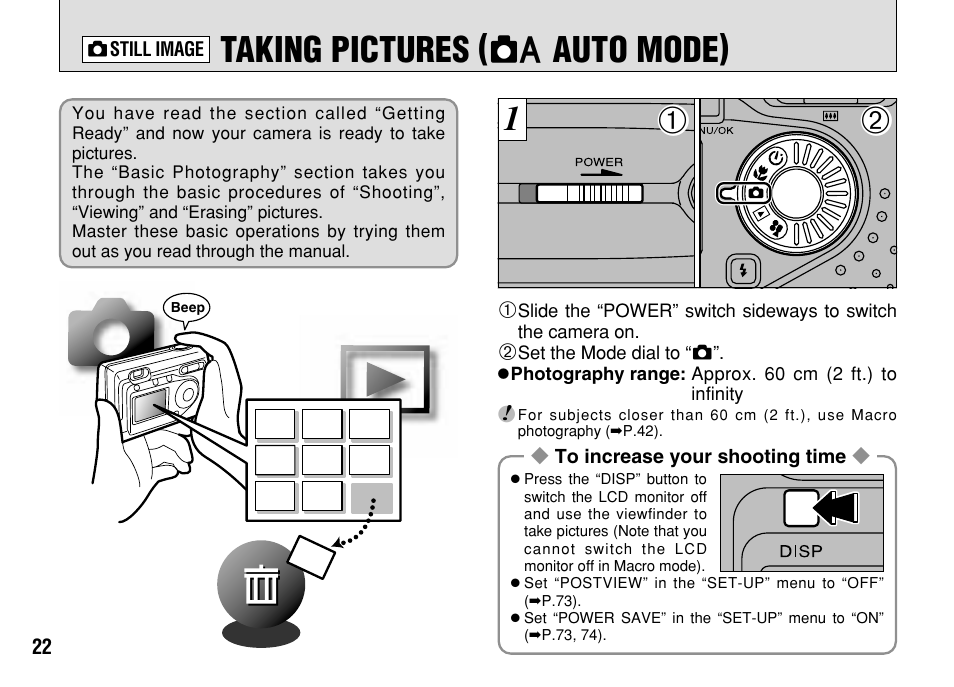 Taking pictures, Auto mode) | FujiFilm FinePix A303 User Manual | Page 22 / 132