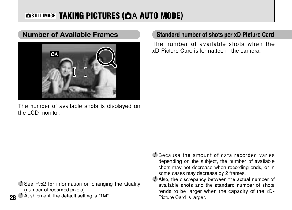 Taking pictures, Auto mode) | FujiFilm FinePix A303 User Manual | Page 28 / 132