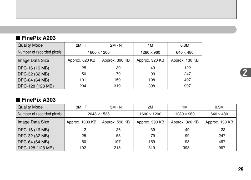 Finepix a303, Finepix a203 | FujiFilm FinePix A303 User Manual | Page 29 / 132