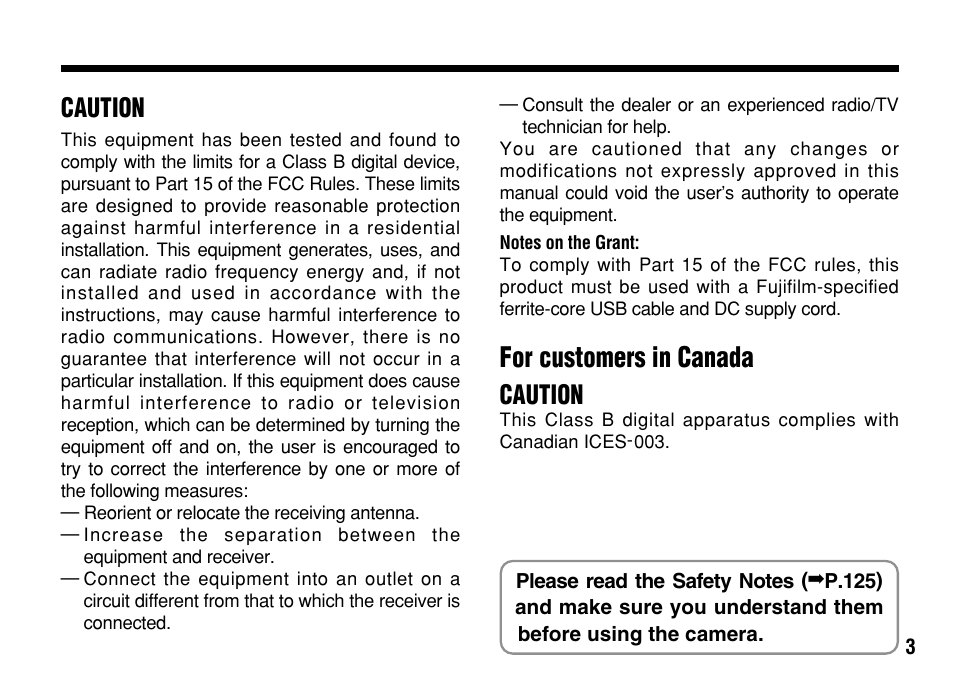 For customers in canada, Caution | FujiFilm FinePix A303 User Manual | Page 3 / 132