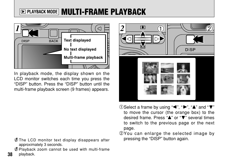 Multi-frame playback | FujiFilm FinePix A303 User Manual | Page 38 / 132