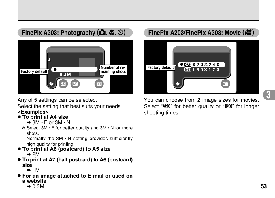 Finepix a303: photography ( q | FujiFilm FinePix A303 User Manual | Page 53 / 132