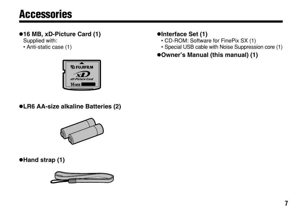 Accessories | FujiFilm FinePix A303 User Manual | Page 7 / 132