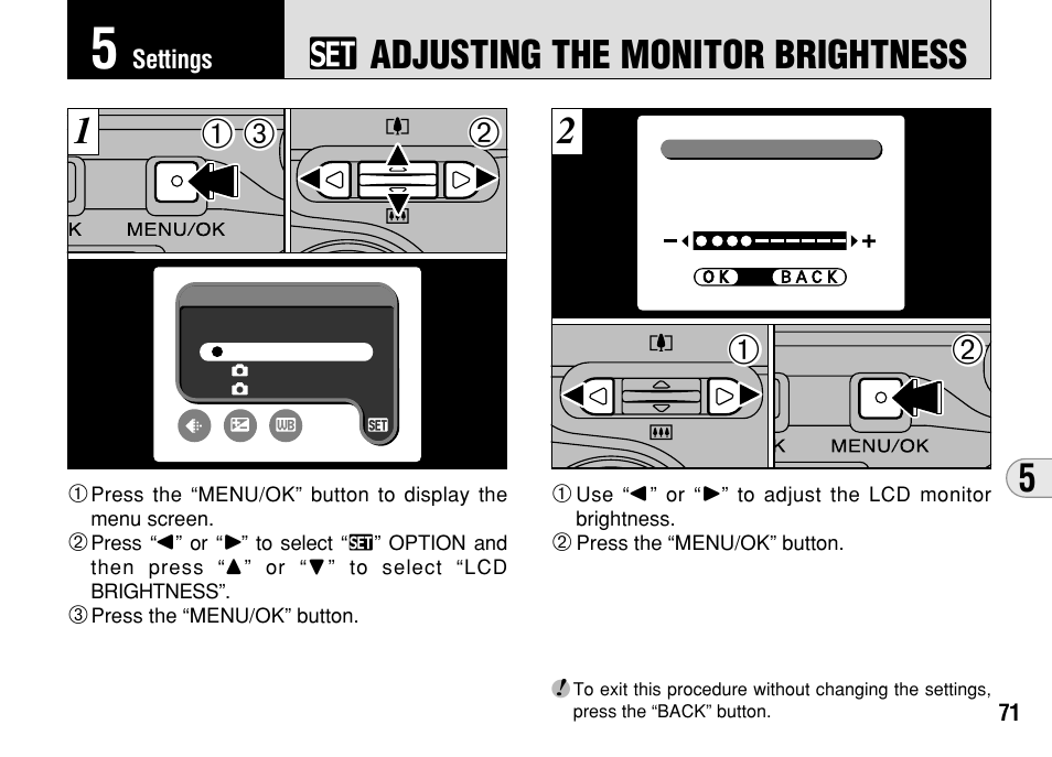 G adjusting the monitor brightness | FujiFilm FinePix A303 User Manual | Page 71 / 132