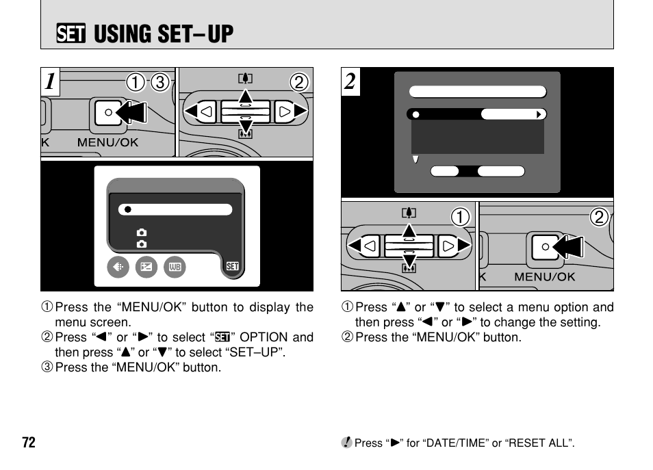 G using set–up | FujiFilm FinePix A303 User Manual | Page 72 / 132