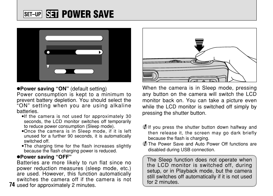 G power save | FujiFilm FinePix A303 User Manual | Page 74 / 132