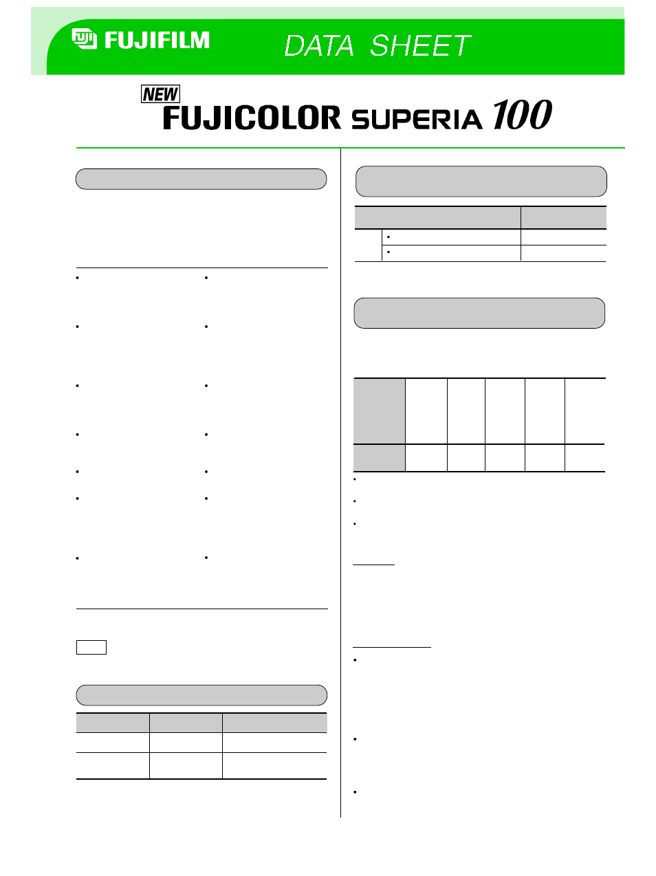 FujiFilm COLOR NEGATIVE FILMS AF3-007E User Manual | 4 pages