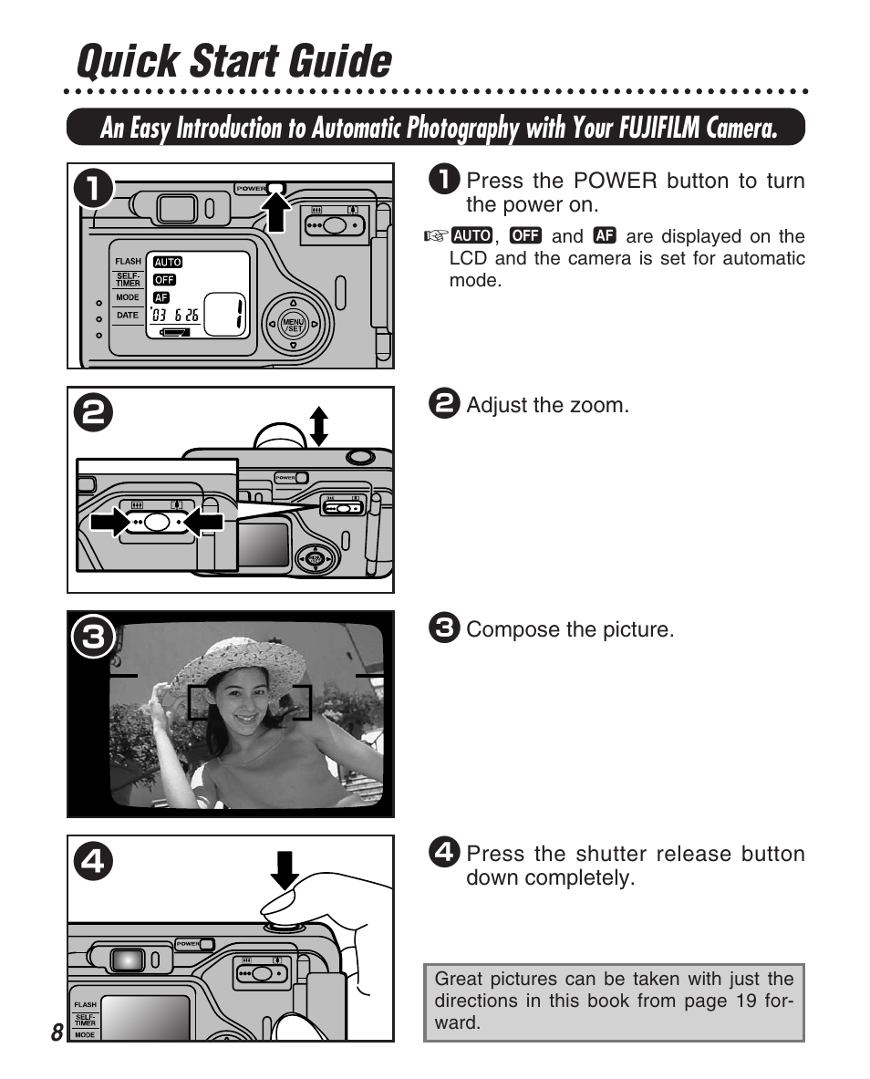 Quick start guide | FujiFilm Zoom Date 160ez User Manual | Page 10 / 51
