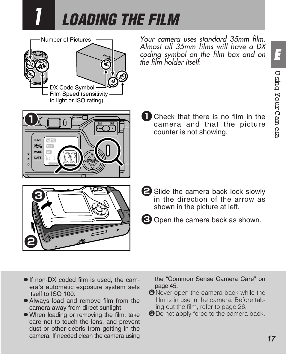 Loading the film | FujiFilm Zoom Date 160ez User Manual | Page 19 / 51