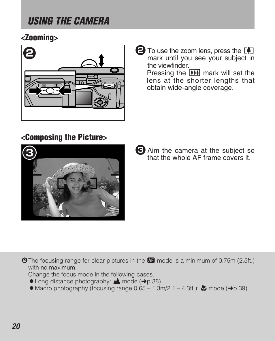 Using the camera | FujiFilm Zoom Date 160ez User Manual | Page 22 / 51