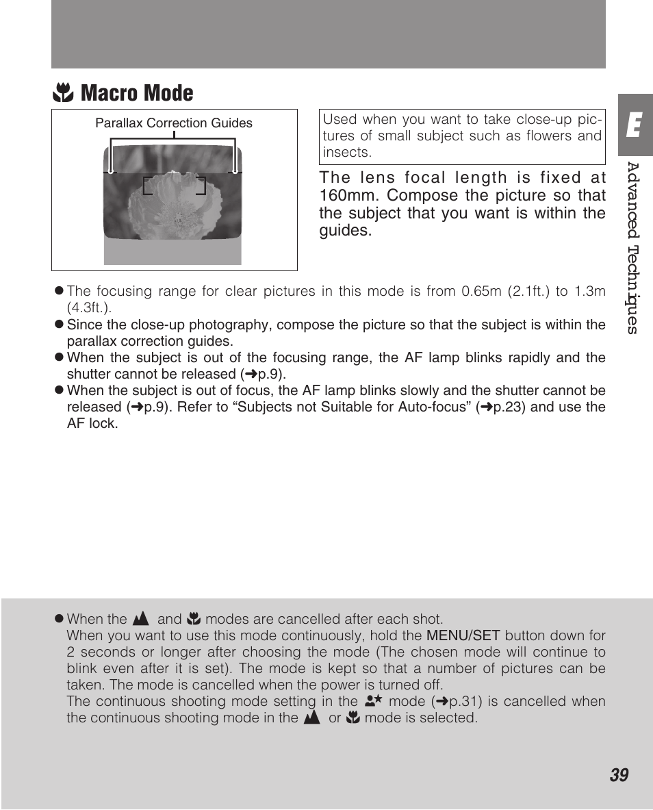 Q macro mode | FujiFilm Zoom Date 160ez User Manual | Page 41 / 51