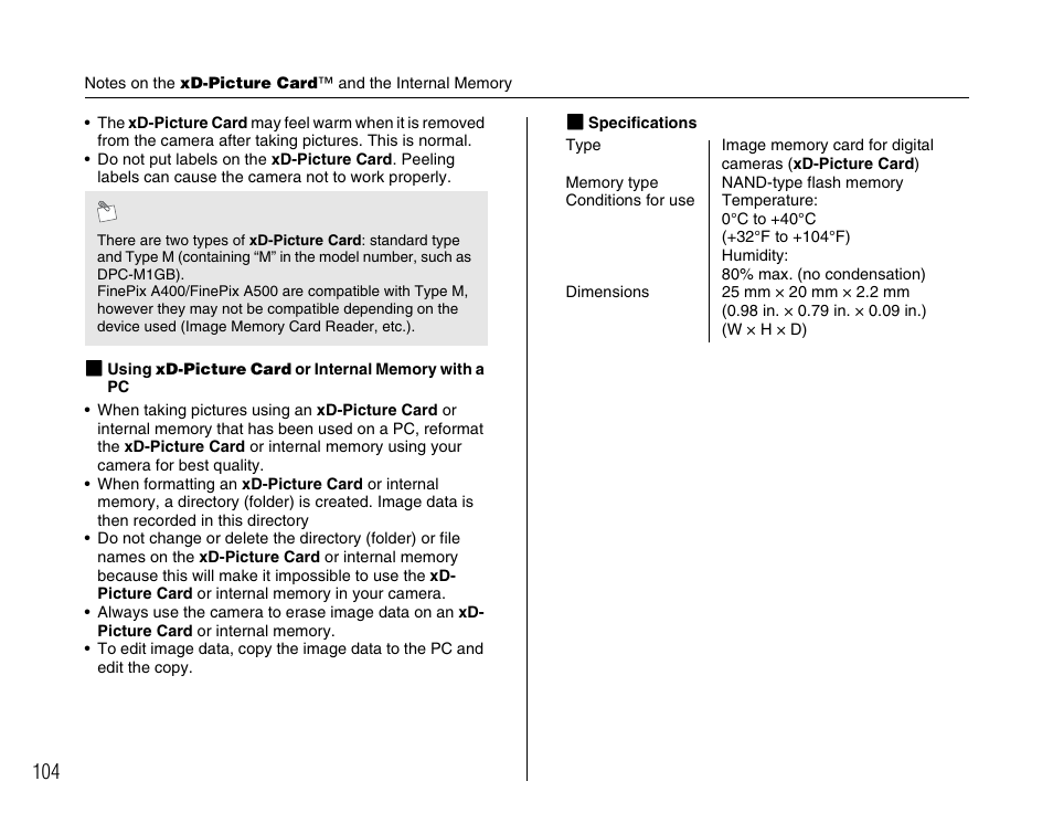 FujiFilm FinePix A400 User Manual | Page 104 / 132