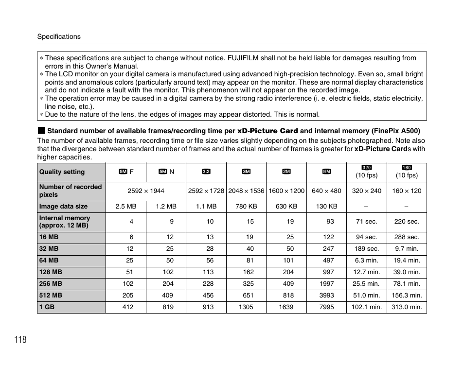 FujiFilm FinePix A400 User Manual | Page 118 / 132