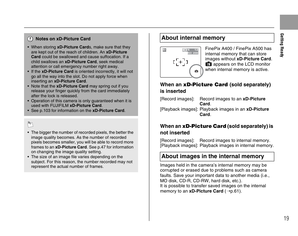 FujiFilm FinePix A400 User Manual | Page 19 / 132