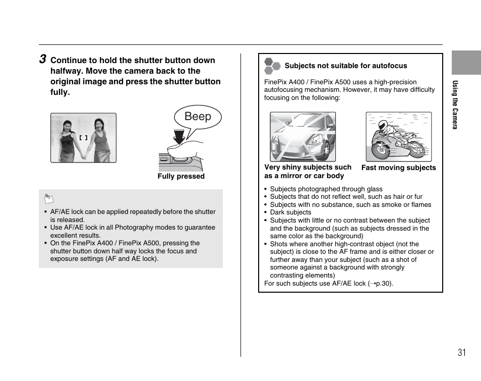 Beep | FujiFilm FinePix A400 User Manual | Page 31 / 132