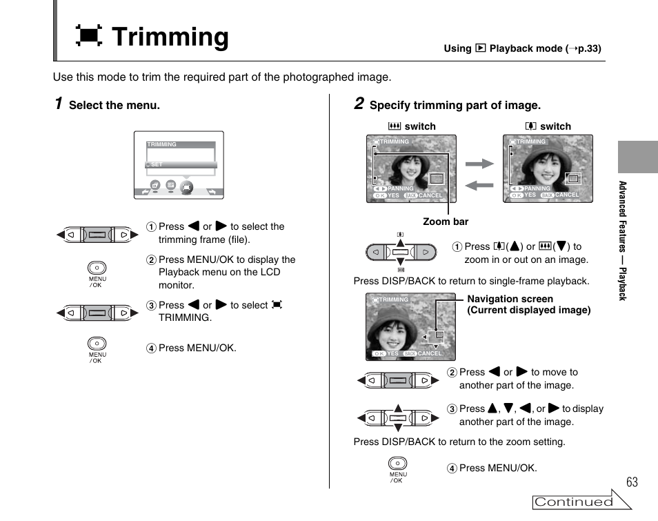 Y trimming | FujiFilm FinePix A400 User Manual | Page 63 / 132