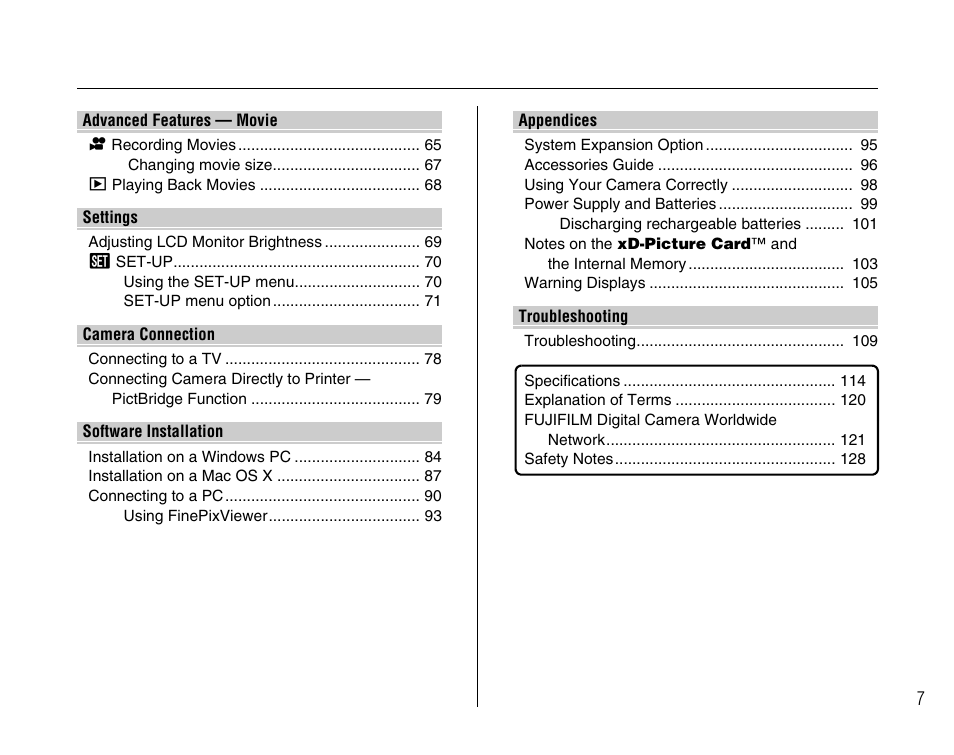 FujiFilm FinePix A400 User Manual | Page 7 / 132