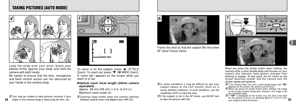 Taking pictures (auto mode) | FujiFilm FinePix 3800 User Manual | Page 13 / 69