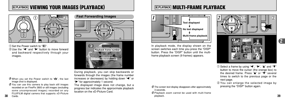 Multi-frame playback, Viewing your images (playback) | FujiFilm FinePix 3800 User Manual | Page 20 / 69