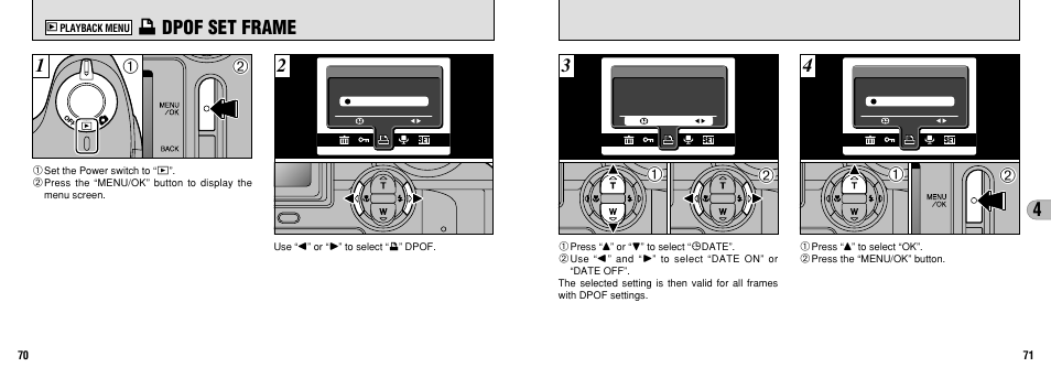 I dpof set frame | FujiFilm FinePix 3800 User Manual | Page 36 / 69