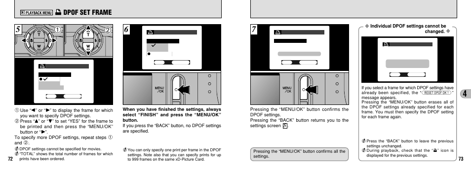 I dpof set frame | FujiFilm FinePix 3800 User Manual | Page 37 / 69