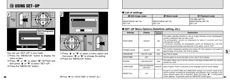 G using set– up | FujiFilm FinePix 3800 User Manual | Page 41 / 69