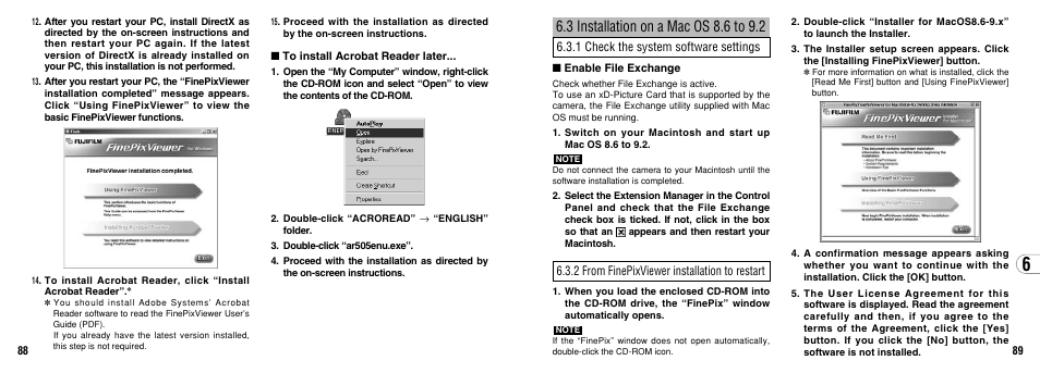 1 check the system software settings, 2 from finepixviewer installation to restart | FujiFilm FinePix 3800 User Manual | Page 45 / 69