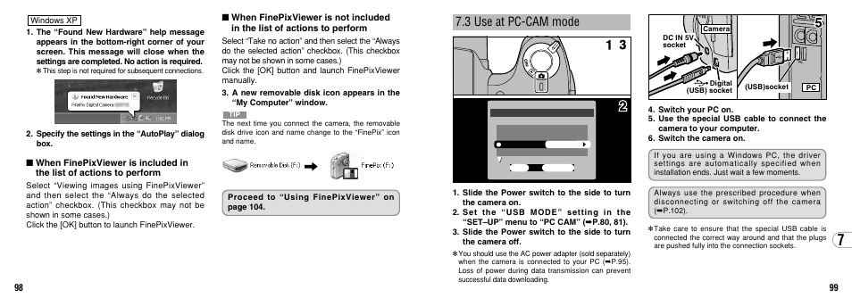 3 use at pc-cam mode | FujiFilm FinePix 3800 User Manual | Page 50 / 69