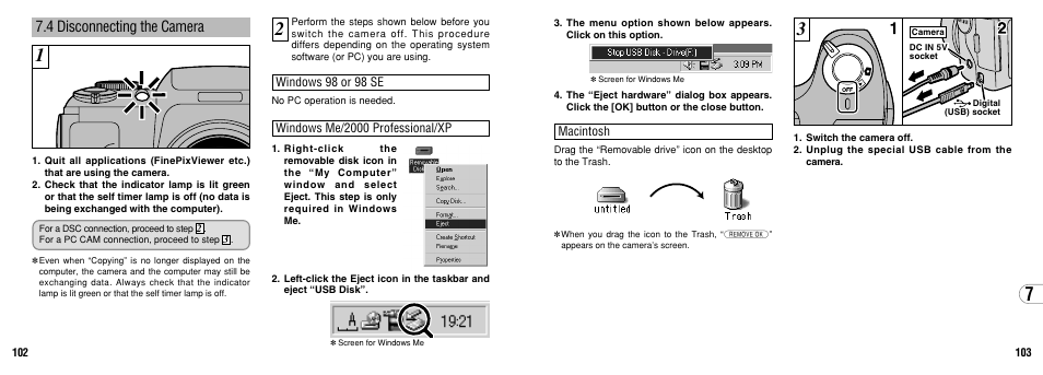 4 disconnecting the camera | FujiFilm FinePix 3800 User Manual | Page 52 / 69